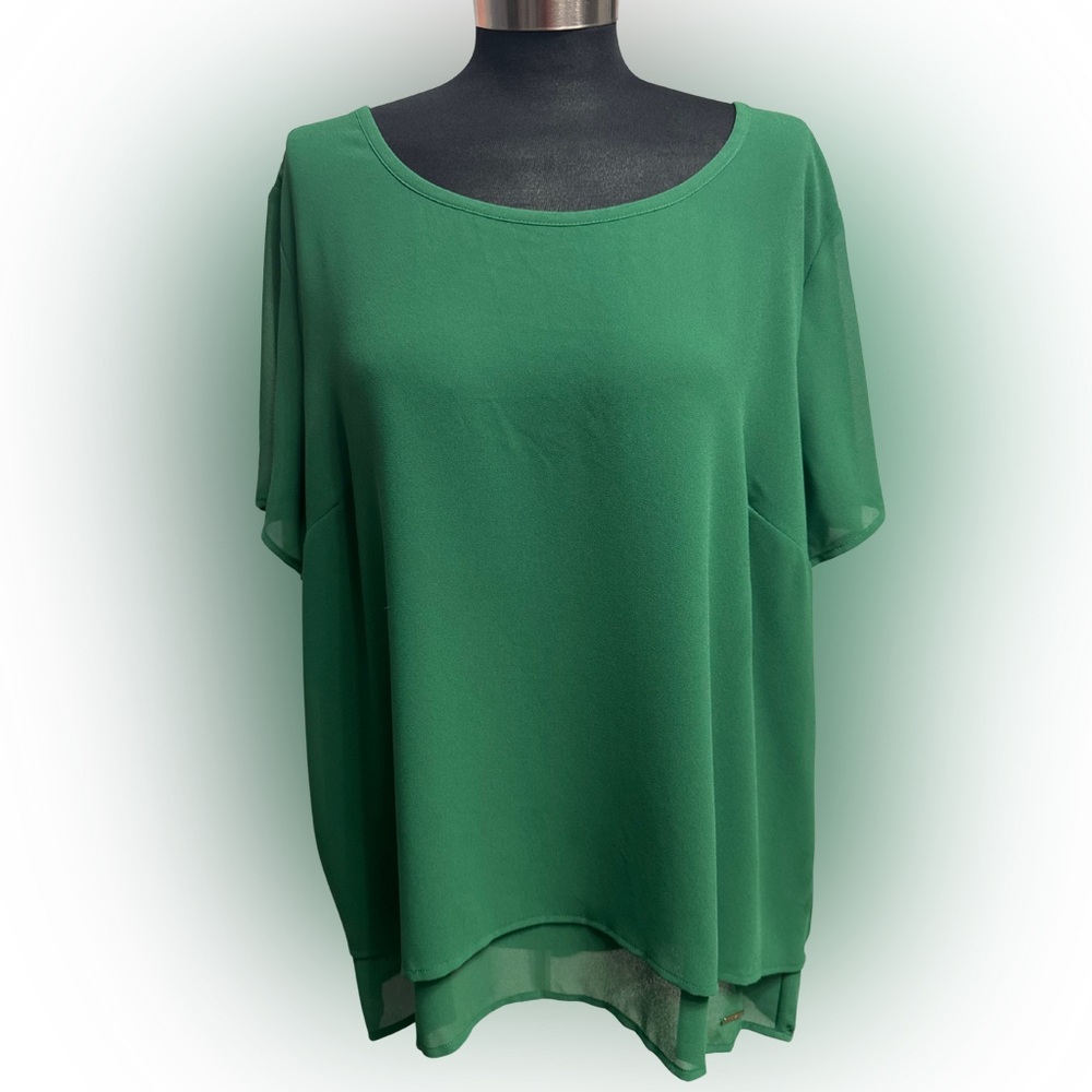 MICHAEL Michael Kors Green Layered Short-Sleeve Blouse